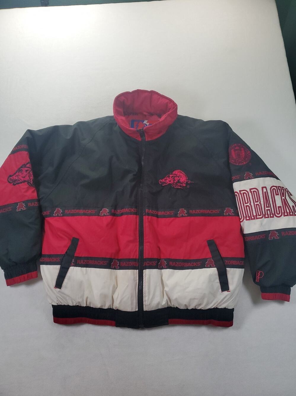 Vintage Arkansas Razorbacks Windbreaker Jacket XL Pro Player Full Zip
